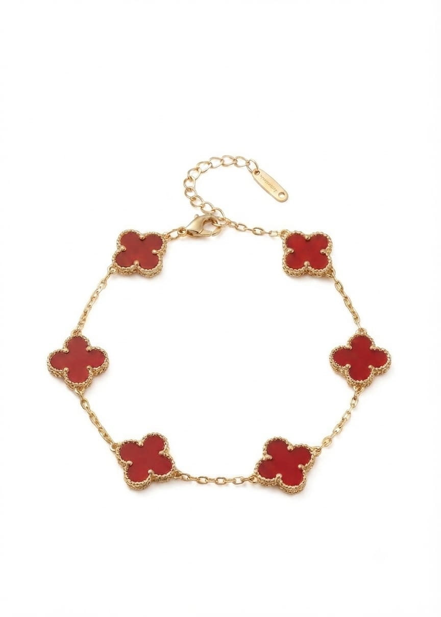 Ruby Clover Bracelet