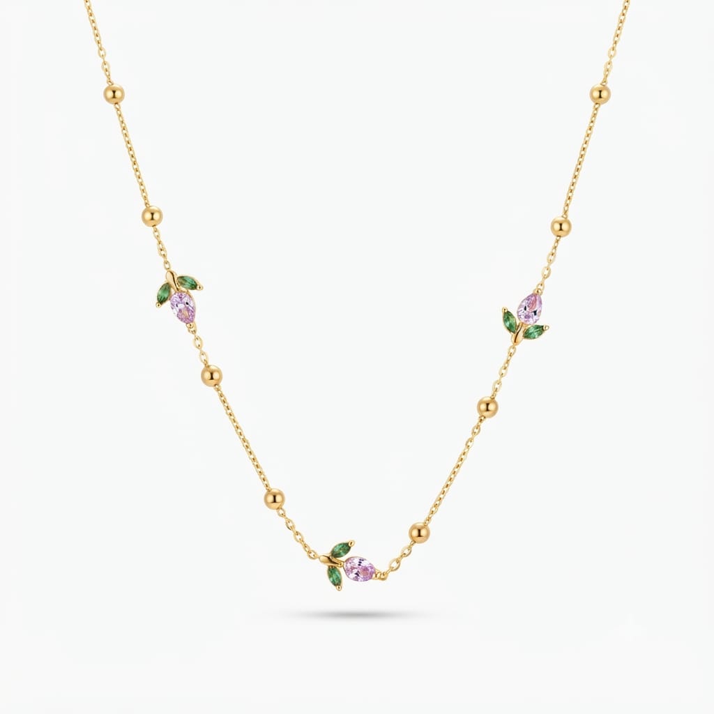 Pink tulip necklace