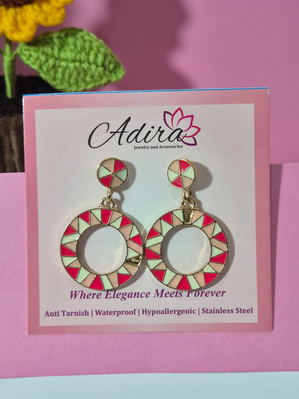 Pink hanging earrings