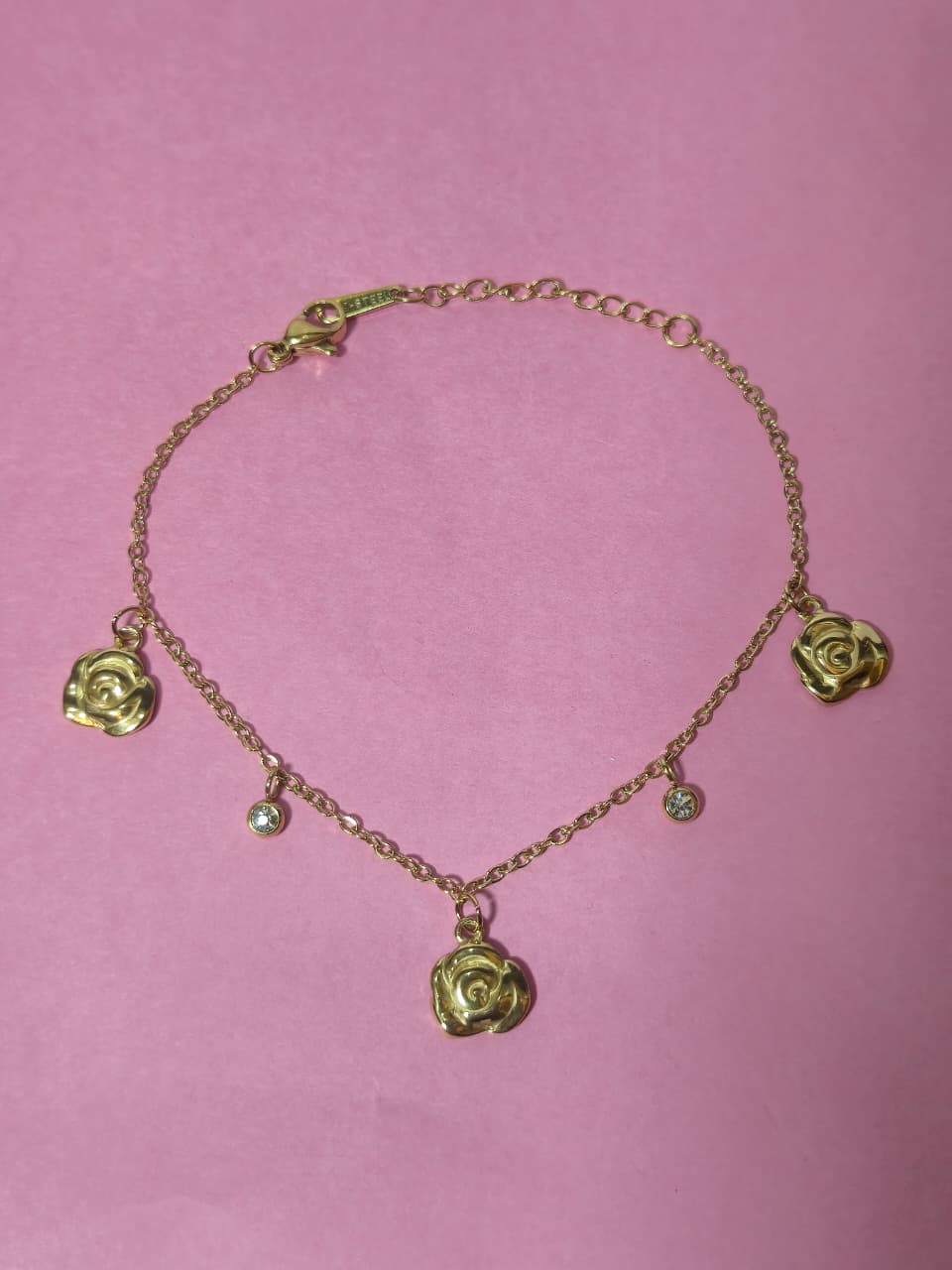 Golden Rose Charm Bracelet