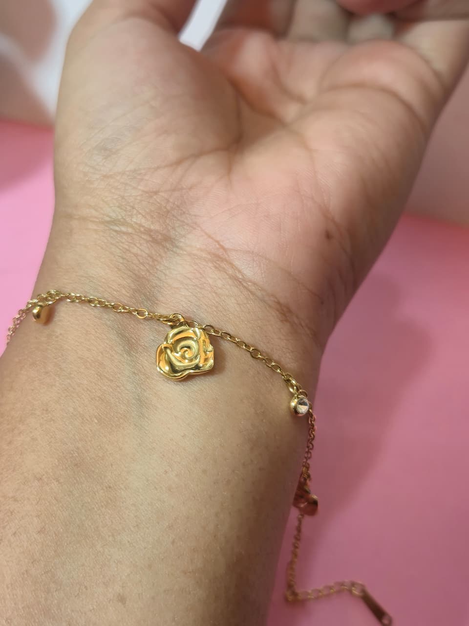 Golden Rose Charm Bracelet