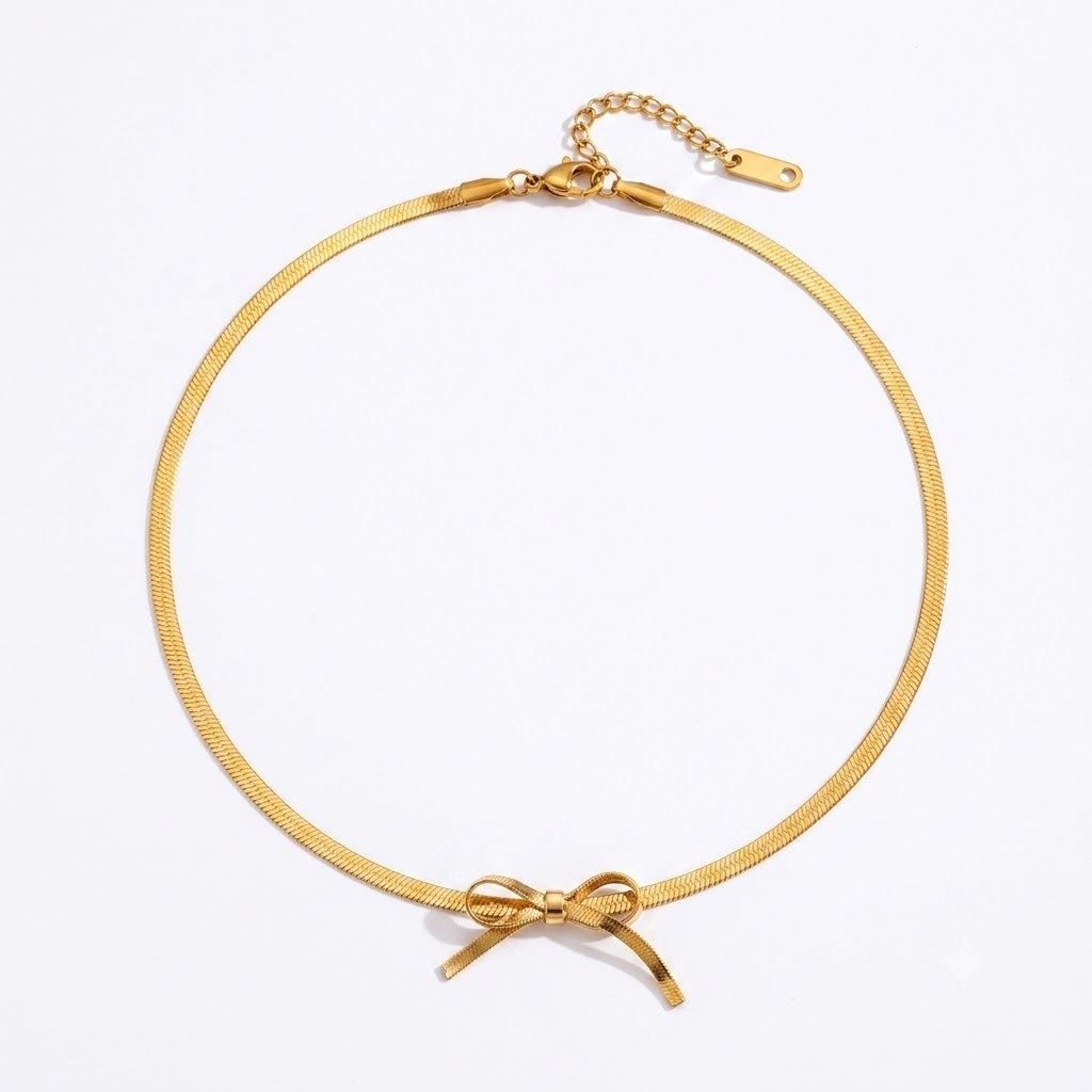 Bow Herringbone Choker