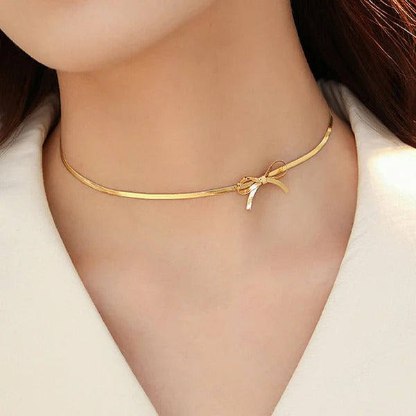 Bow Herringbone Choker