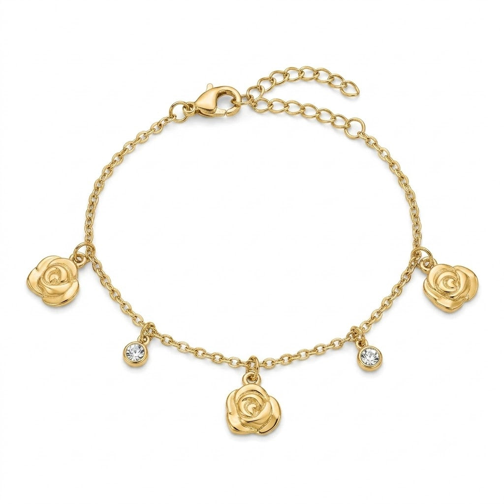 Golden Rose Charm Bracelet